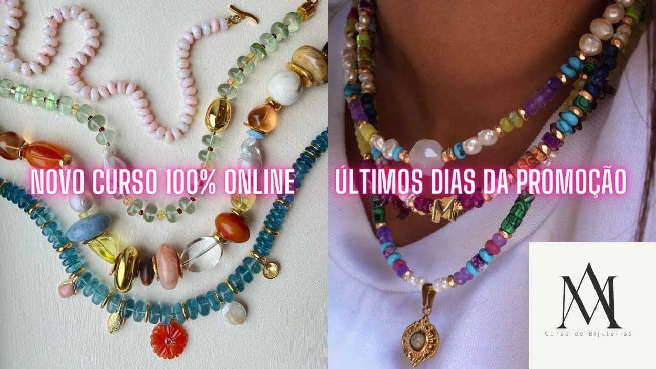 Curso Online de Bijuterias - Colares e Pulseiras com Pedras Naturais e Fios por Aline Mota