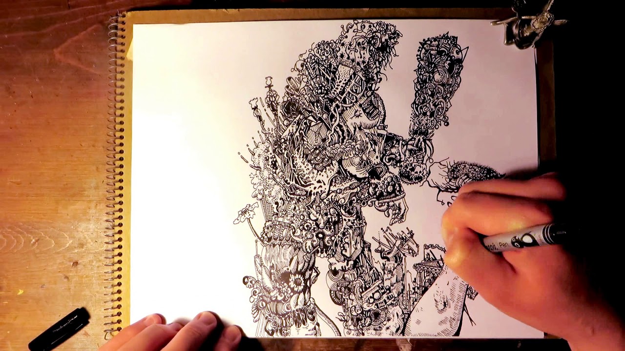 Pen-and-Ink Drawing, (Abstract Doodle) with Sharpie pens!