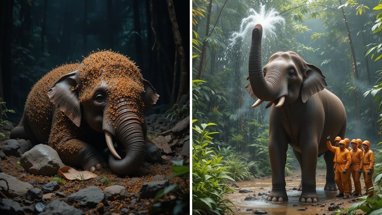 Bees attack on elephant 😭