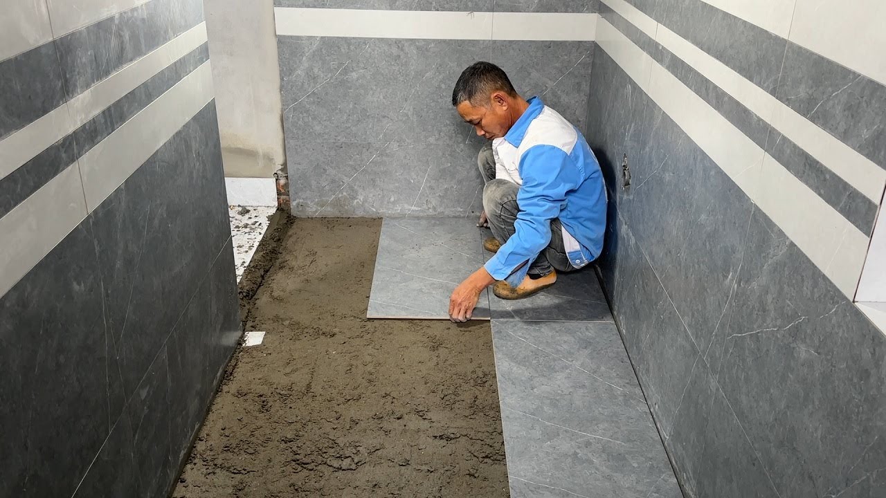 Techniques Tile Bathroom Floor With Ceramic Tiles Large Size 40 x 80cm