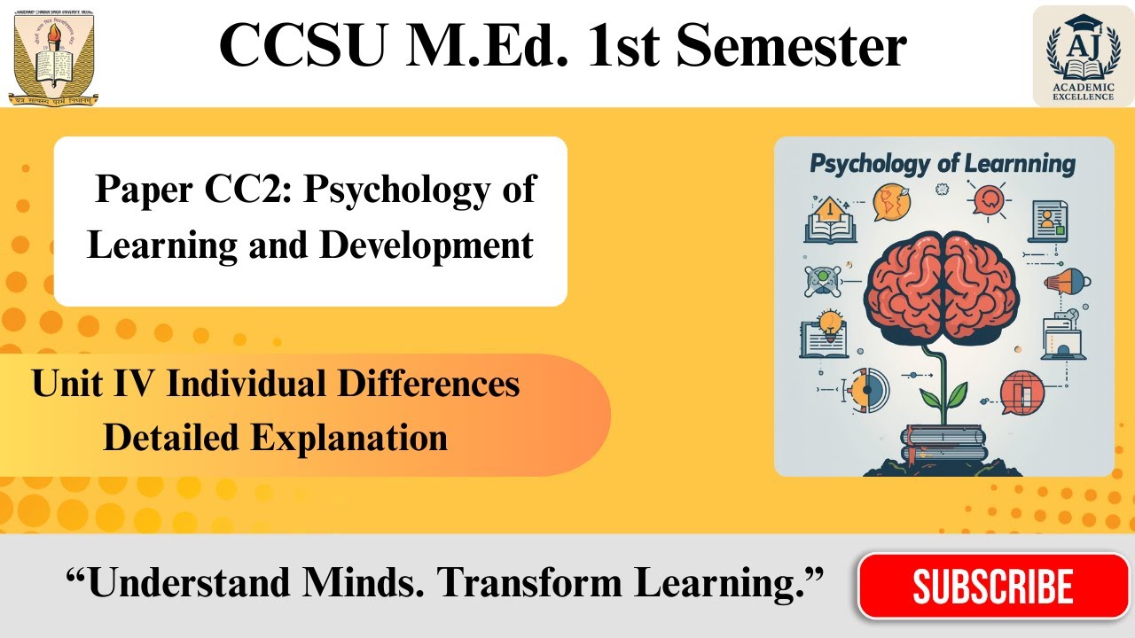 Unit IV: Individual Differences in Learning & Development | Easy Explanation | M.Ed. | Sem.-1 |