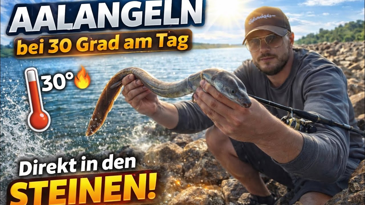 So fängst du Aale bei 30 Grad! – Angeln an der Elbe am Tag 🎣🔥