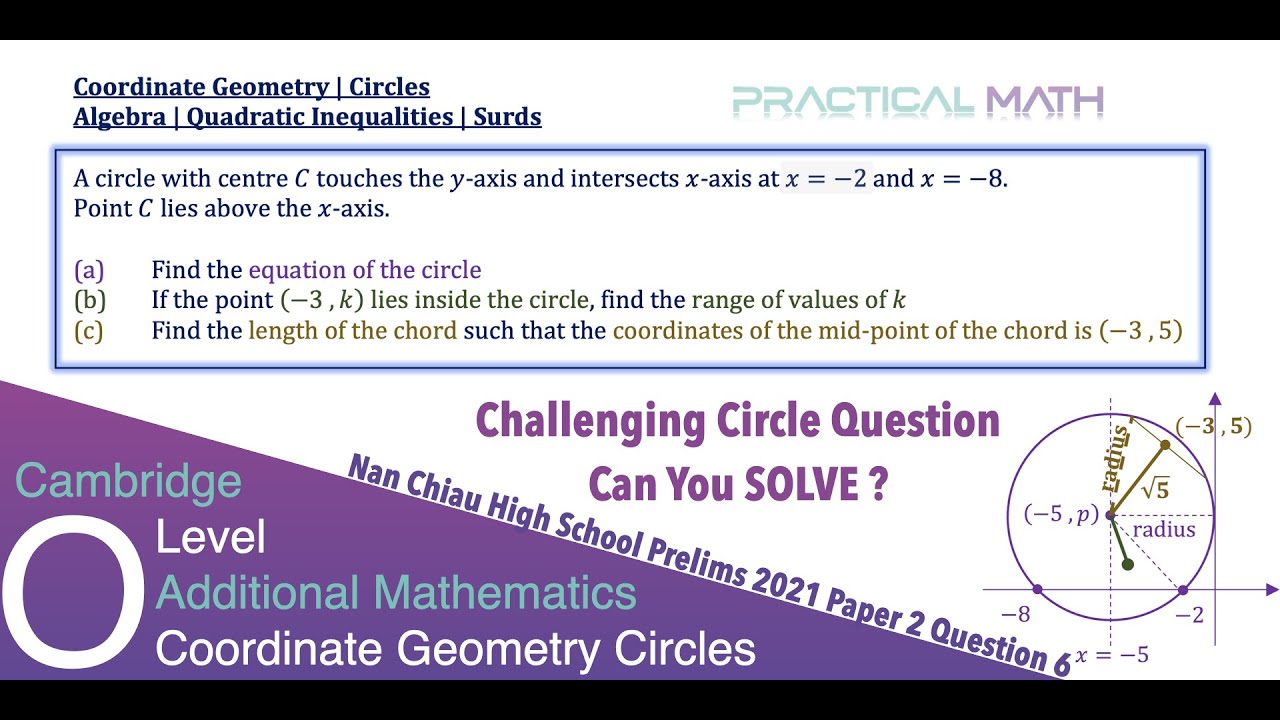 Coordinate Geometry - Equations Of Circle Quadratic Inequalities Surds | O-Level Additional Math