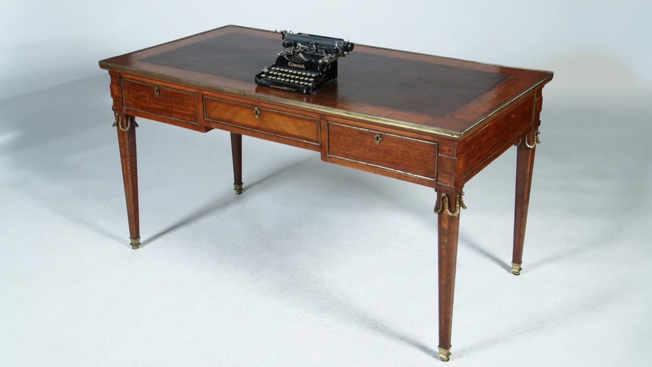 Frans bureau plat Napoleon III fraai brons en veel inlegwerk ca 1860 (No.362925) AntiekSite.nl