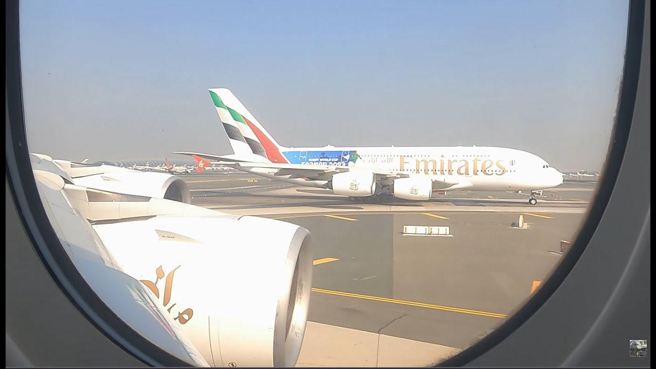 INSANE Emirates Airbus A380 Take off + Emirates New Livery | Engine & Wing View |