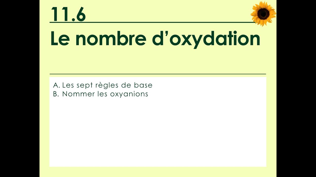 11.6 - Le nombre d'oxydation