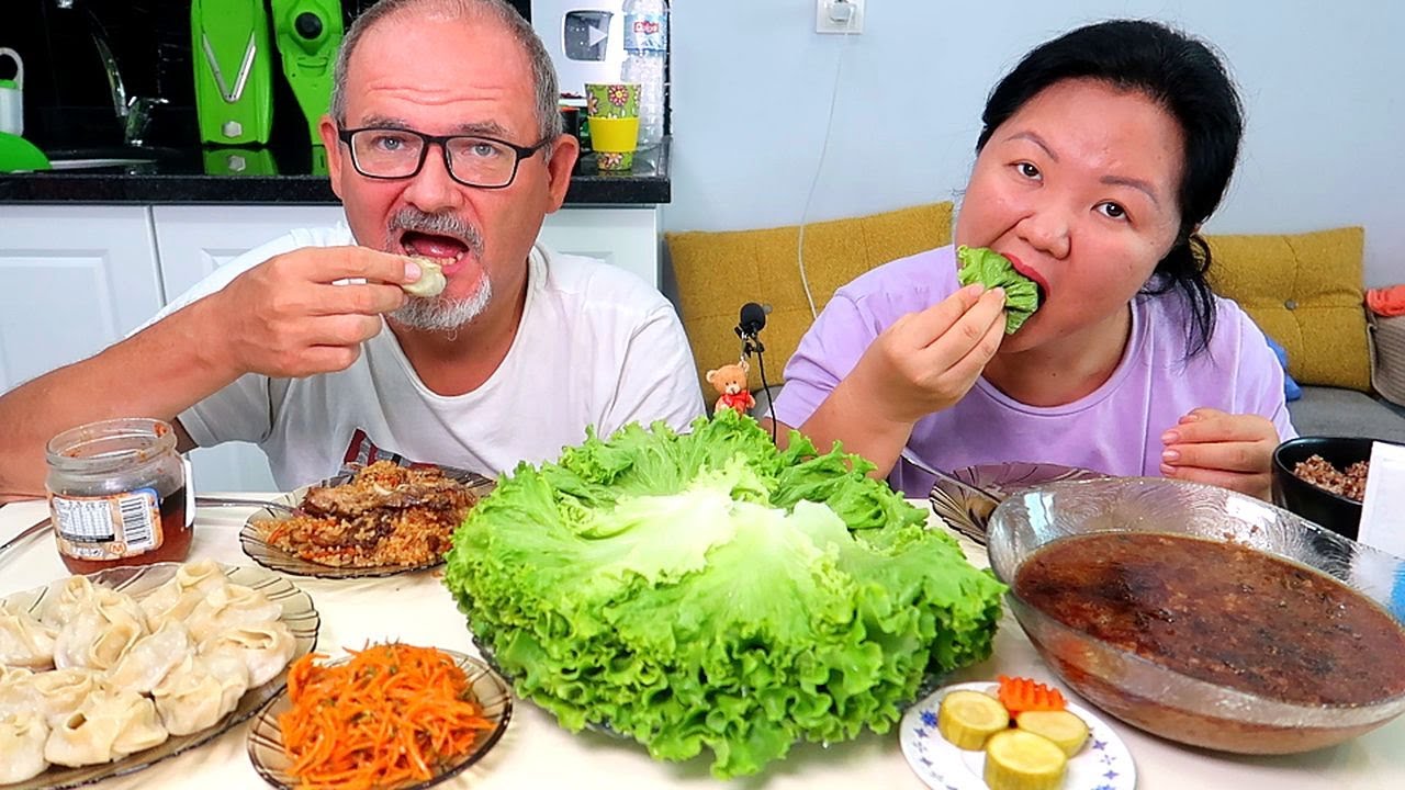 МУКБАНГ СЯМИ, МАНТЫ, ПЛОВ, Морковка по корейски, Кабачки маринованные