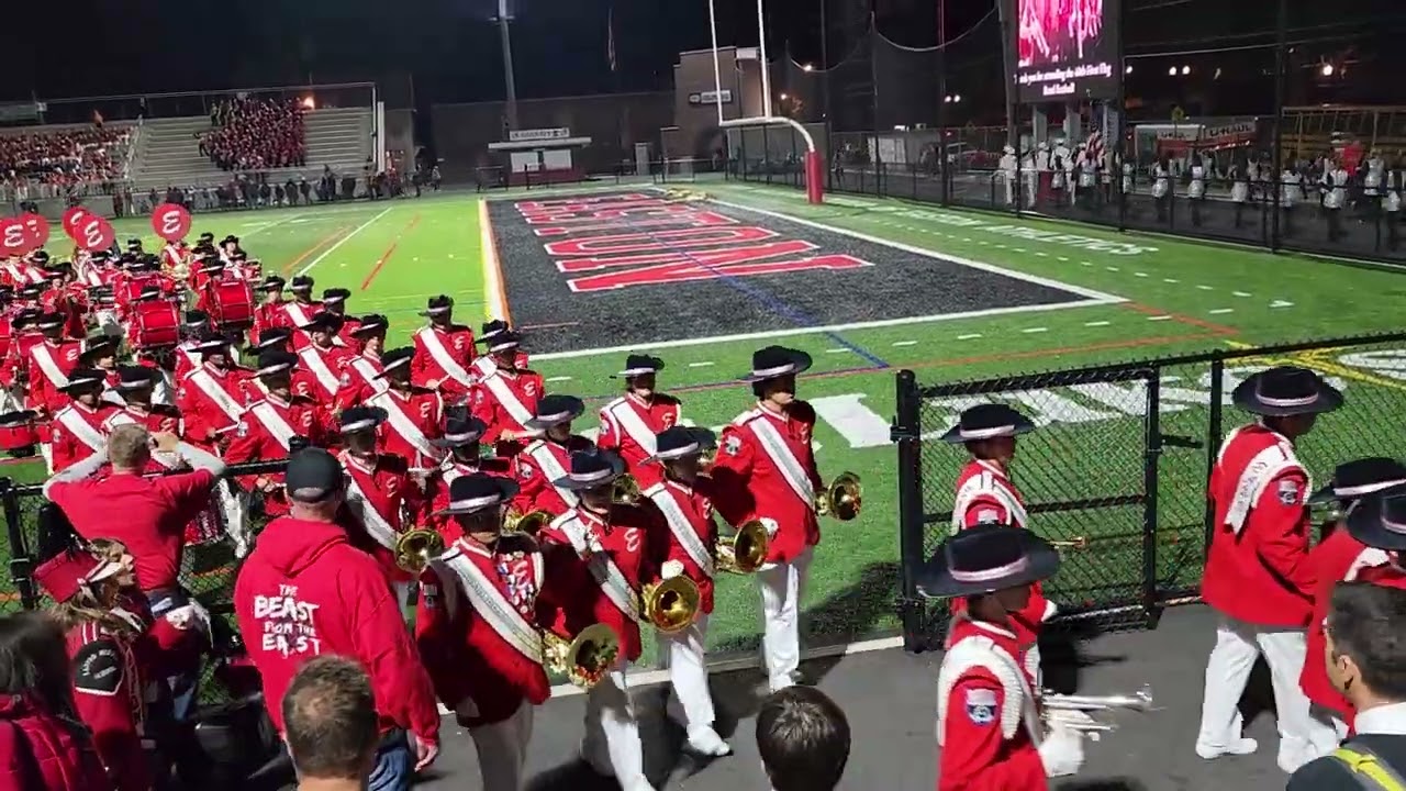 E.A.H.S. Band marching out of Cottingham Stadium after First Flags 2022