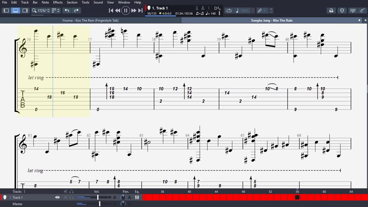 Kiss The Rain - Sungha Jung Guitar Tab/ with GP+PDF download