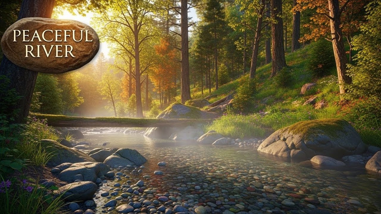 Peaceful Flowing River 🌊 Natural Ambience Sound for Deep Sleep and Stress Relief #356