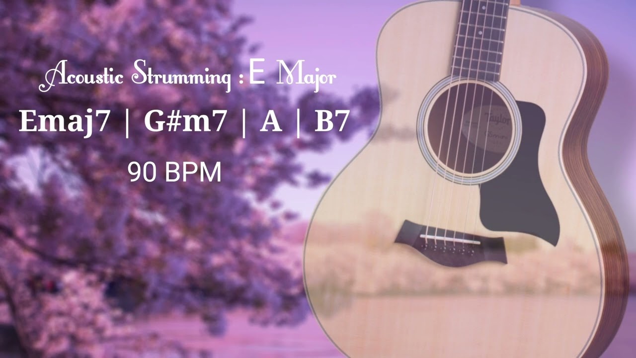 Acoustic Guitar Loop Strumming 90 BPM [ Emaj7 G#m7 A B7 ]
