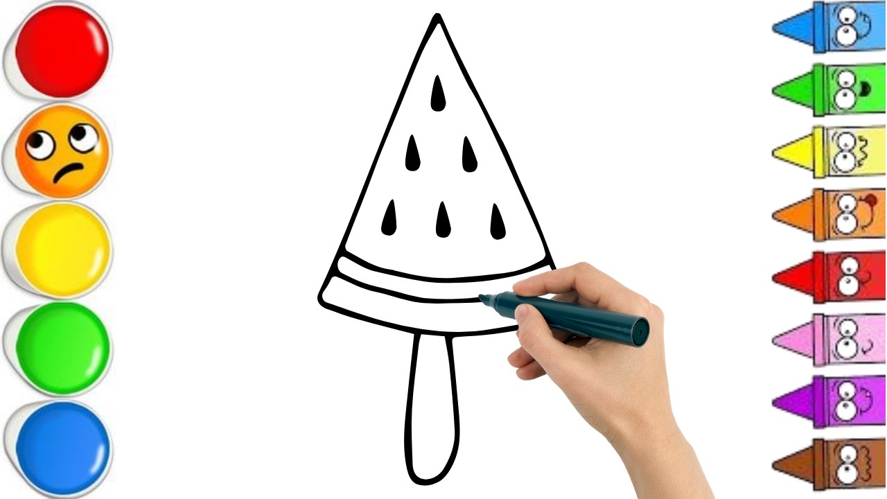 How To Draw cute ice cream . Easy Drawing, Painting & Coloring For Kids and Toddlers_🌈🎨