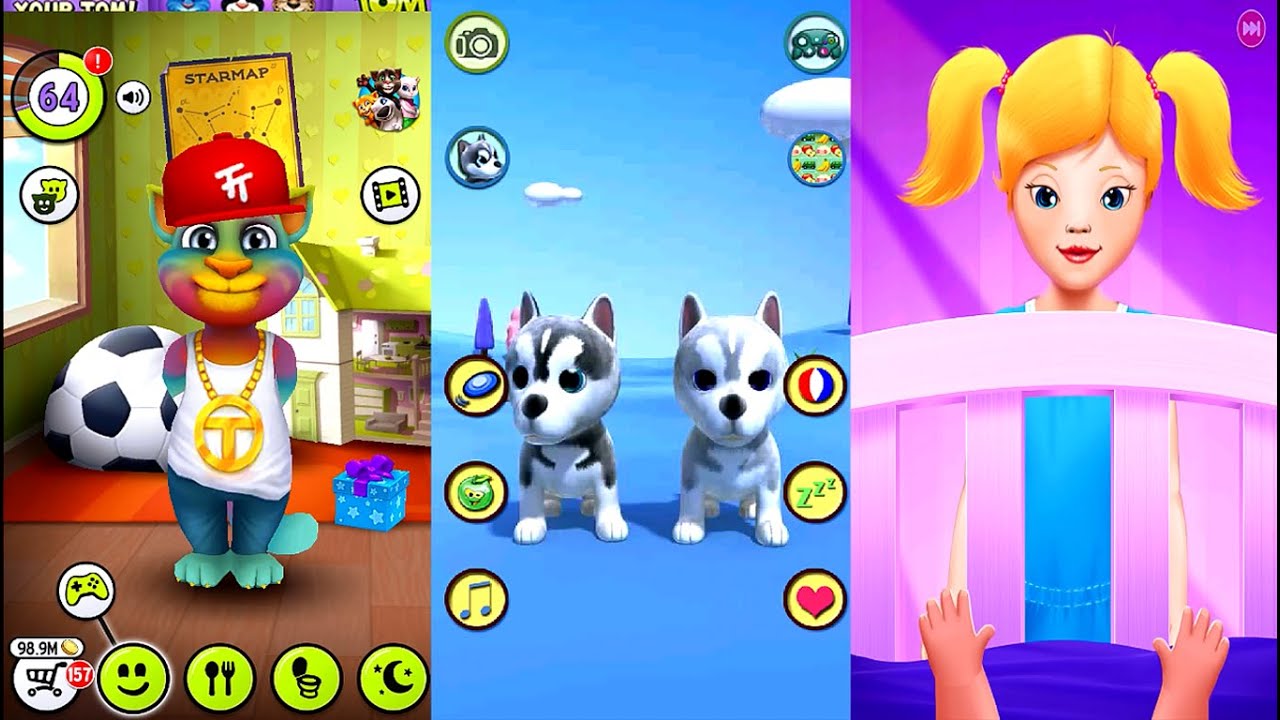 My Talking Tom Vs Talking Husky Dog Vs Sophia - My Little Sis || Android Gameplay HD