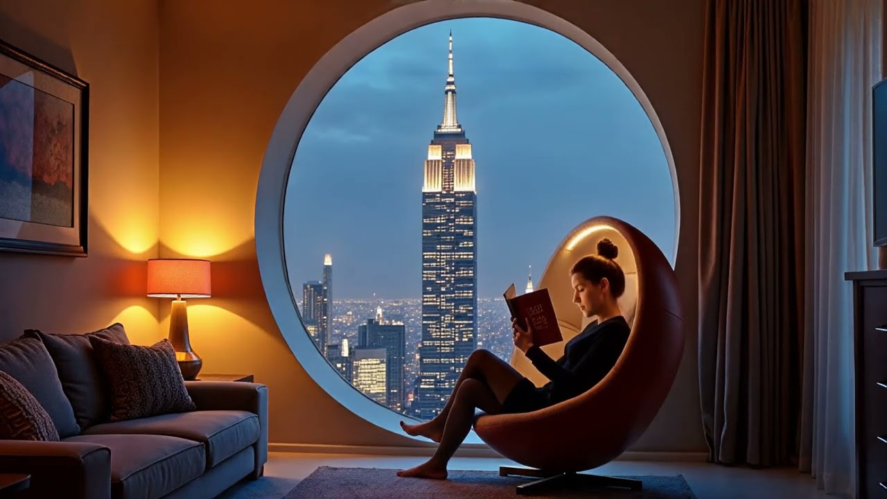 Art Deco & Pod Chair | Immersive Reading Nook in a Hyper-Modern Space Lofi Music