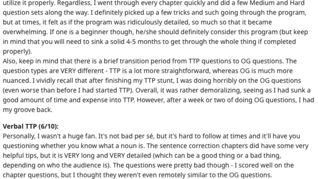 Why the TTP (Target Test Prep) GMAT Verbal component is Overrated