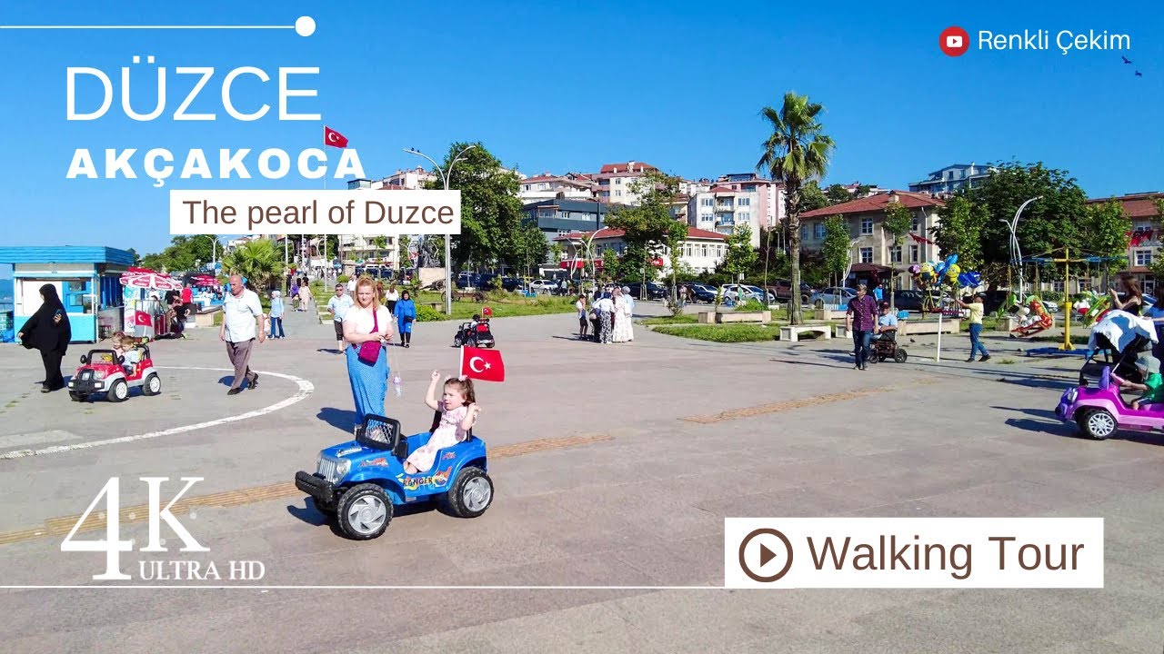 4K Düzce Akçakoca Şehir Merkezinde Yürüyüş Turu | Turkey Walk 2023