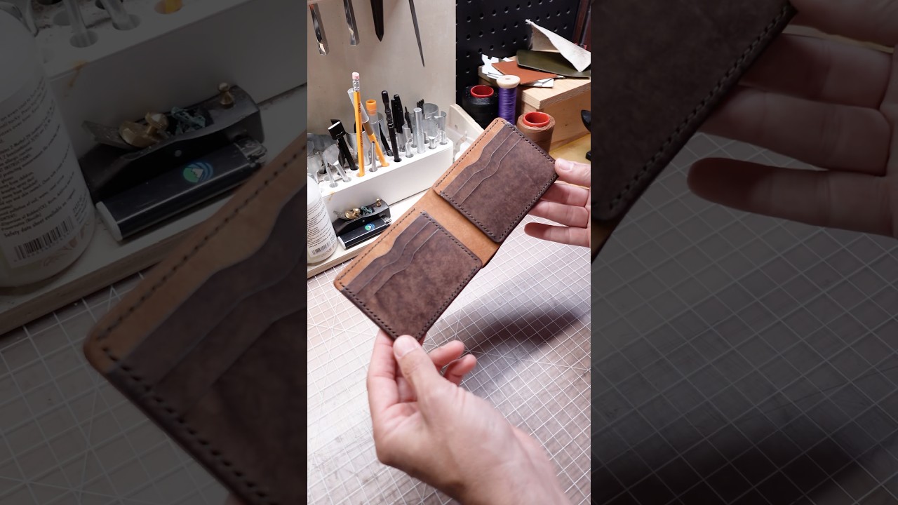 Making a bifold leather wallet #asmr #leathersounds #leathercraft #soothing #crafting #madeintheusa