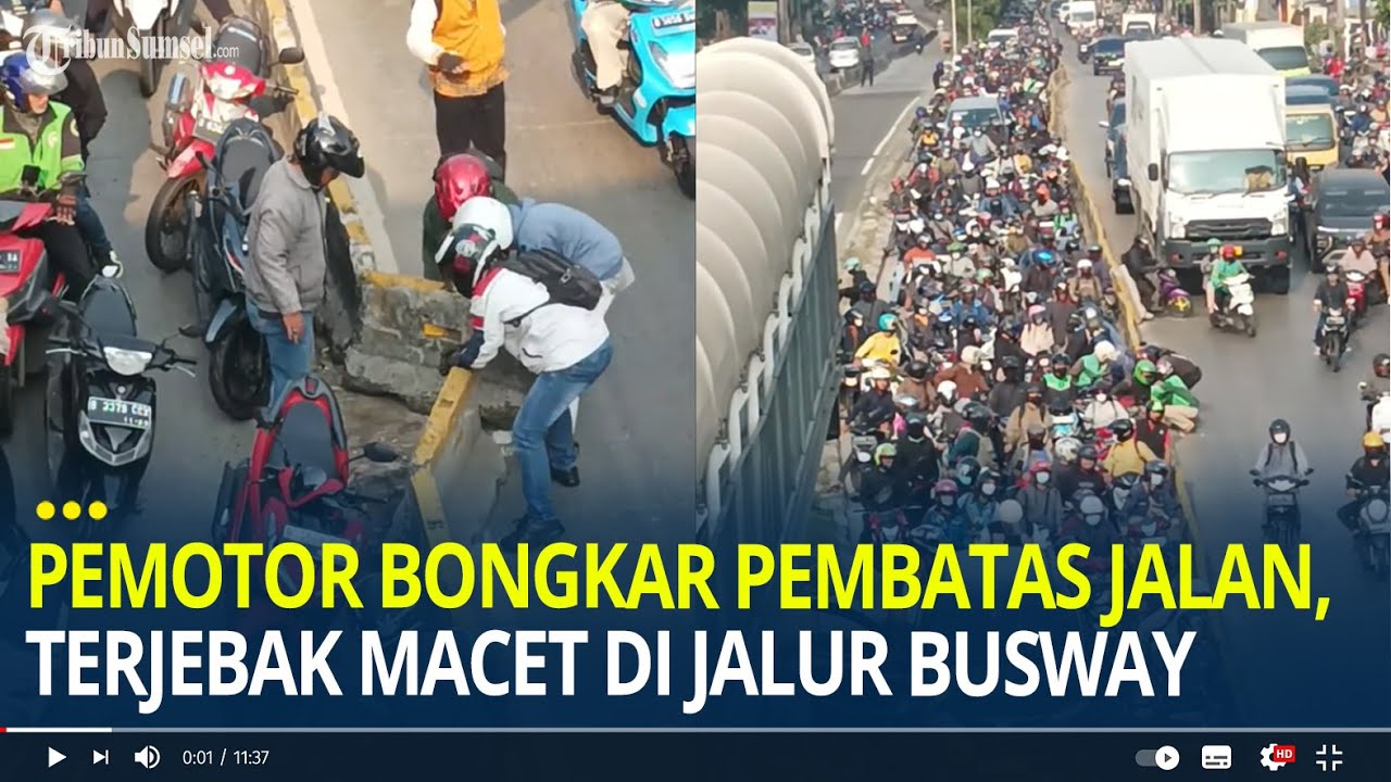 Viral Pemotor Bongkar Pembatas Jalan di Jakarta, Terjebak Macet Panjang di Jalur Busway