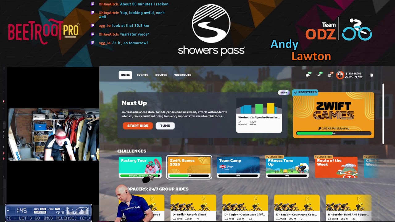 The TeeamODZ Breakfast Show! Another Zwift Games Stage/Route Badge