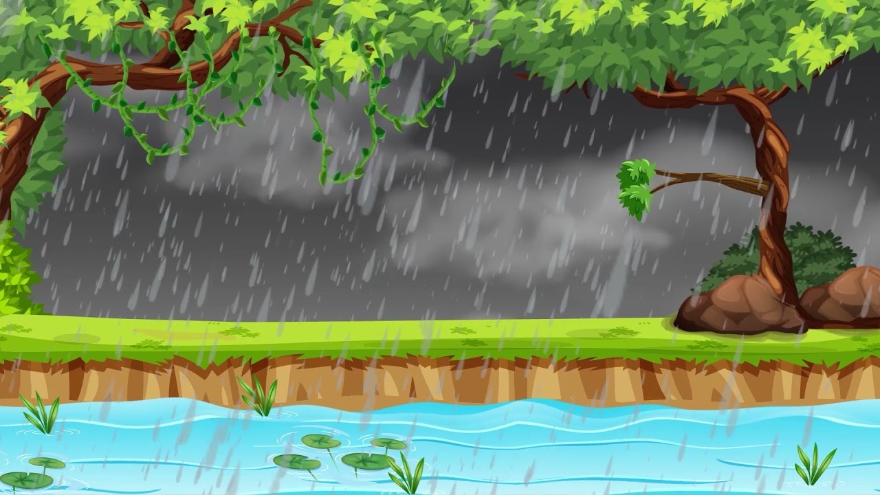 HD Rain Scenery l landscape Animation l Cartoon Rain forest Animation l loop Background