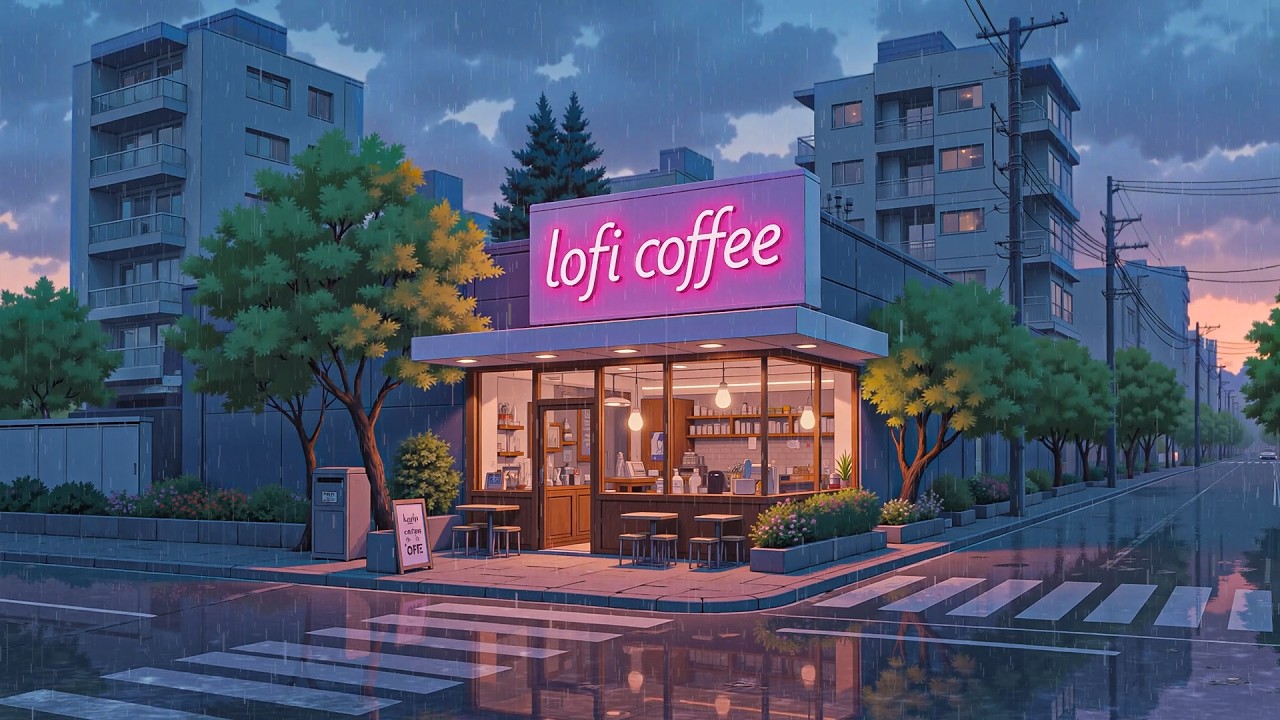 Rainy Night Coffee Shop 🌧️ Calm Lofi Beats for Deep Focus & Study ☕ Relaxing Sleep Music~Lofi Hiphop