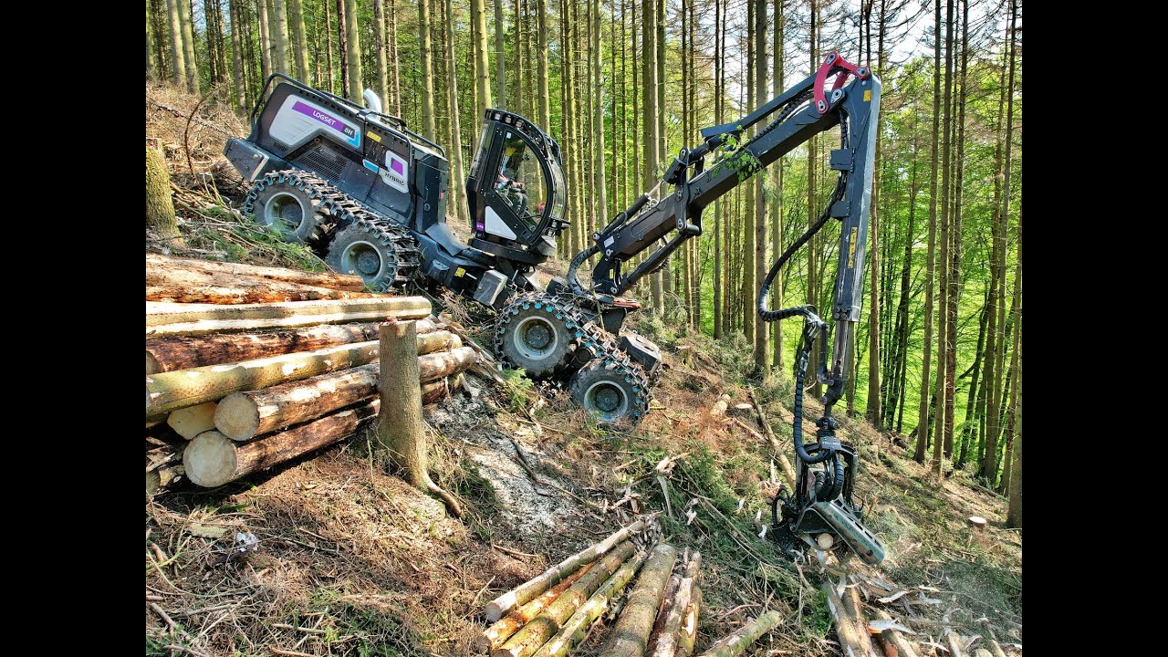 🌲4K| Logset 8H Hybrid & T.Winch 10.3 • HarvesterAction • DroneView • Forstbetrieb Ernst • Winch🌲