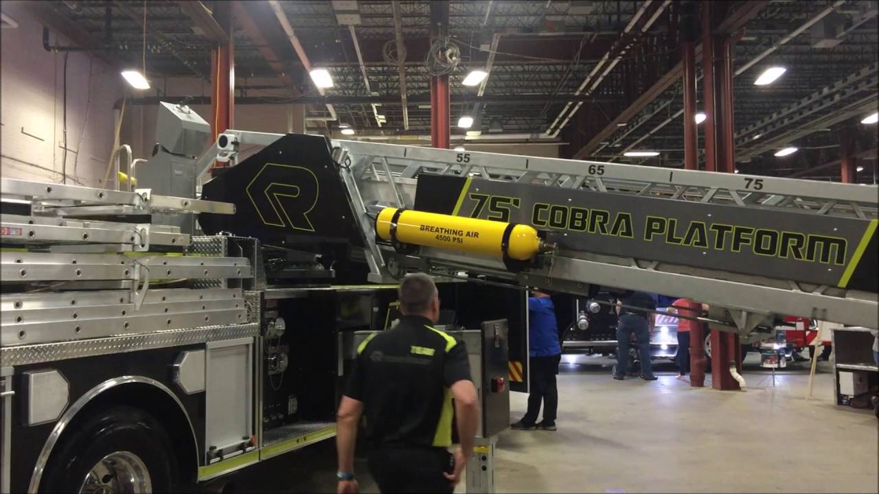 WALK AROUND OF A UNASSIGNED VERY SLICK ROSENBAUER TOWER LADDER AT THE 2016 HARRISBURG FIRE EXPO.