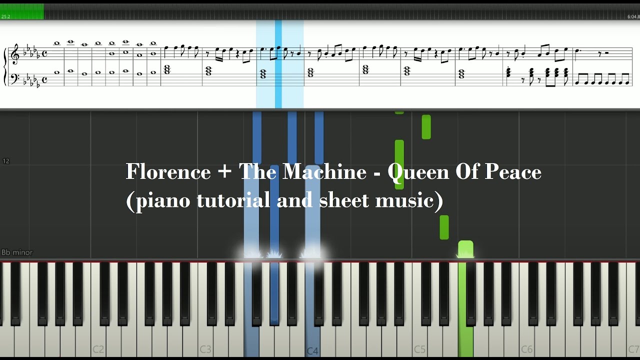 Florence + The Machine - Queen Of Peace (piano tutorial and sheet music)