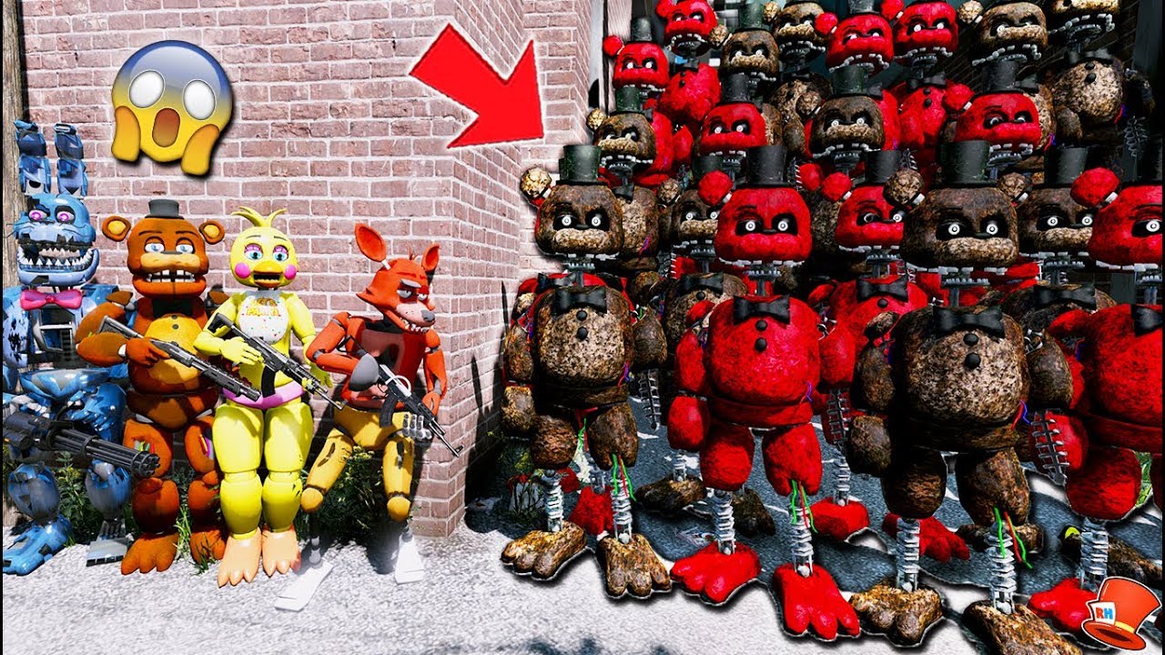 Meet the Evil 1000+ Ignited Freddy Animatronic Army! (GTA 5 Mods FNAF RedHatter)