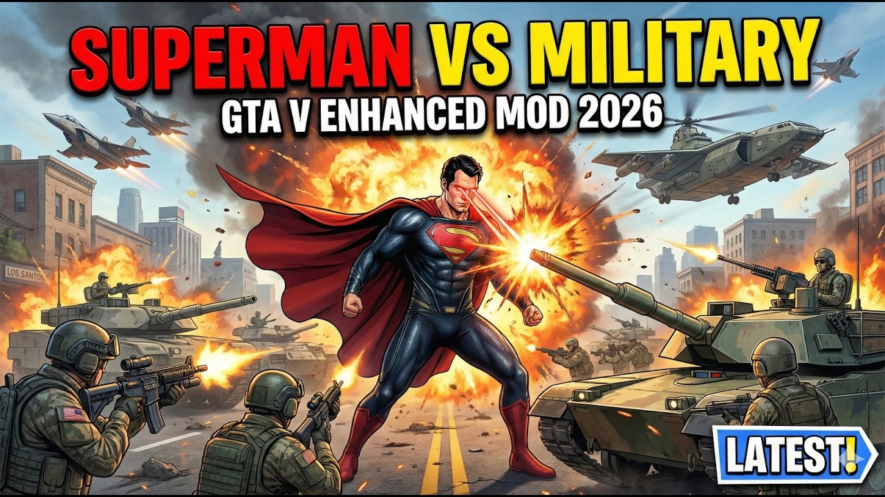 GTA 5 Enhanced Superman Mod 2026: Superman vs Military! #gtav #gta5 #superman #superhero