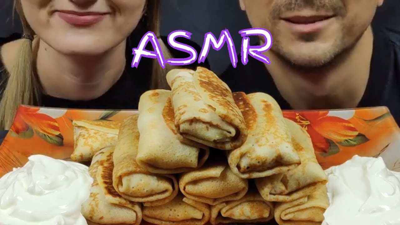 АСМР БЛИНЫ С ТВОРОГОМ И СМЕТАНОЙ МУКБАНГ | ASMR RUSSIAN PANCAKES WITH COTTAGE CHEESE AND SOUR CREAM