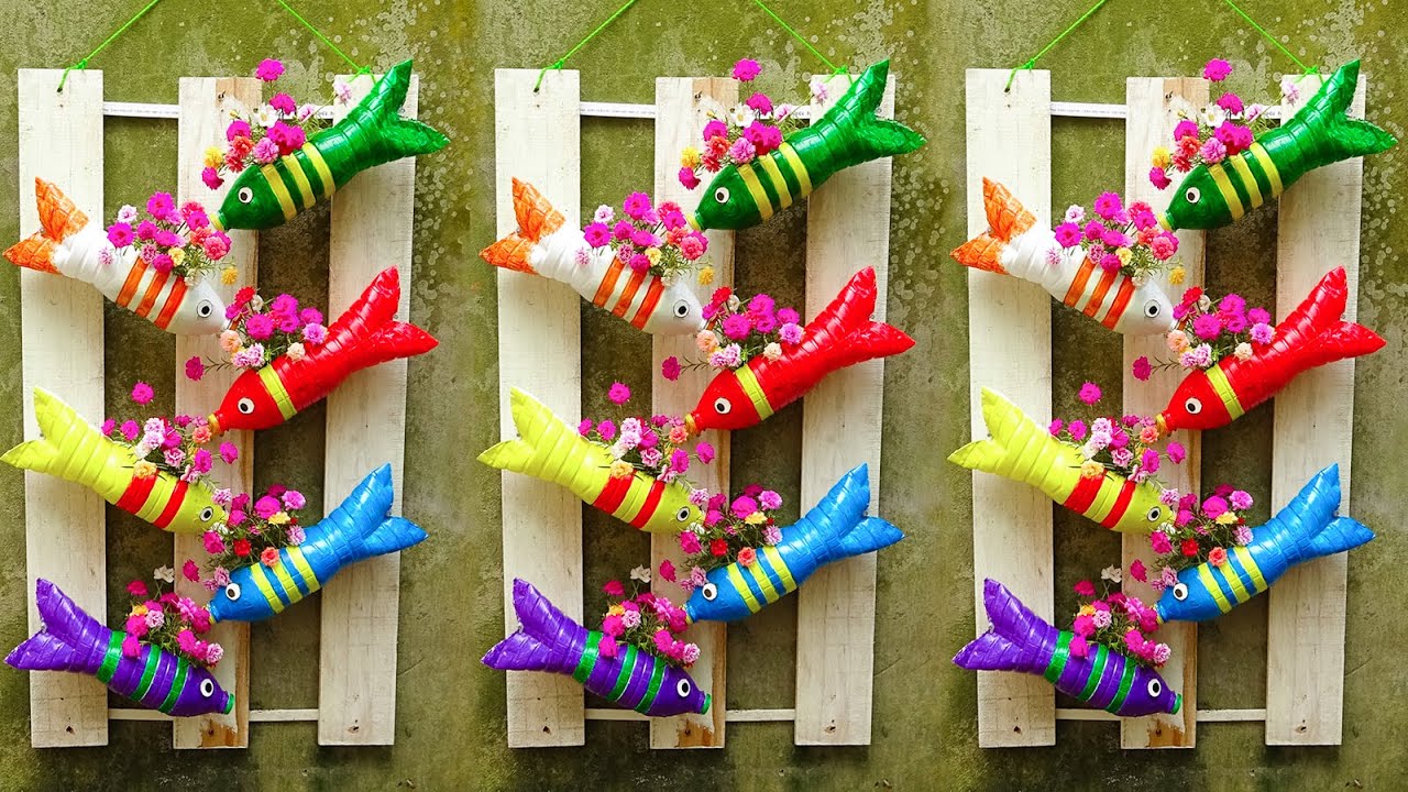 Make Hanging Fish Flower Pots for Garden | Recycle Plastic Bottles into Hanging Portulaca Garden