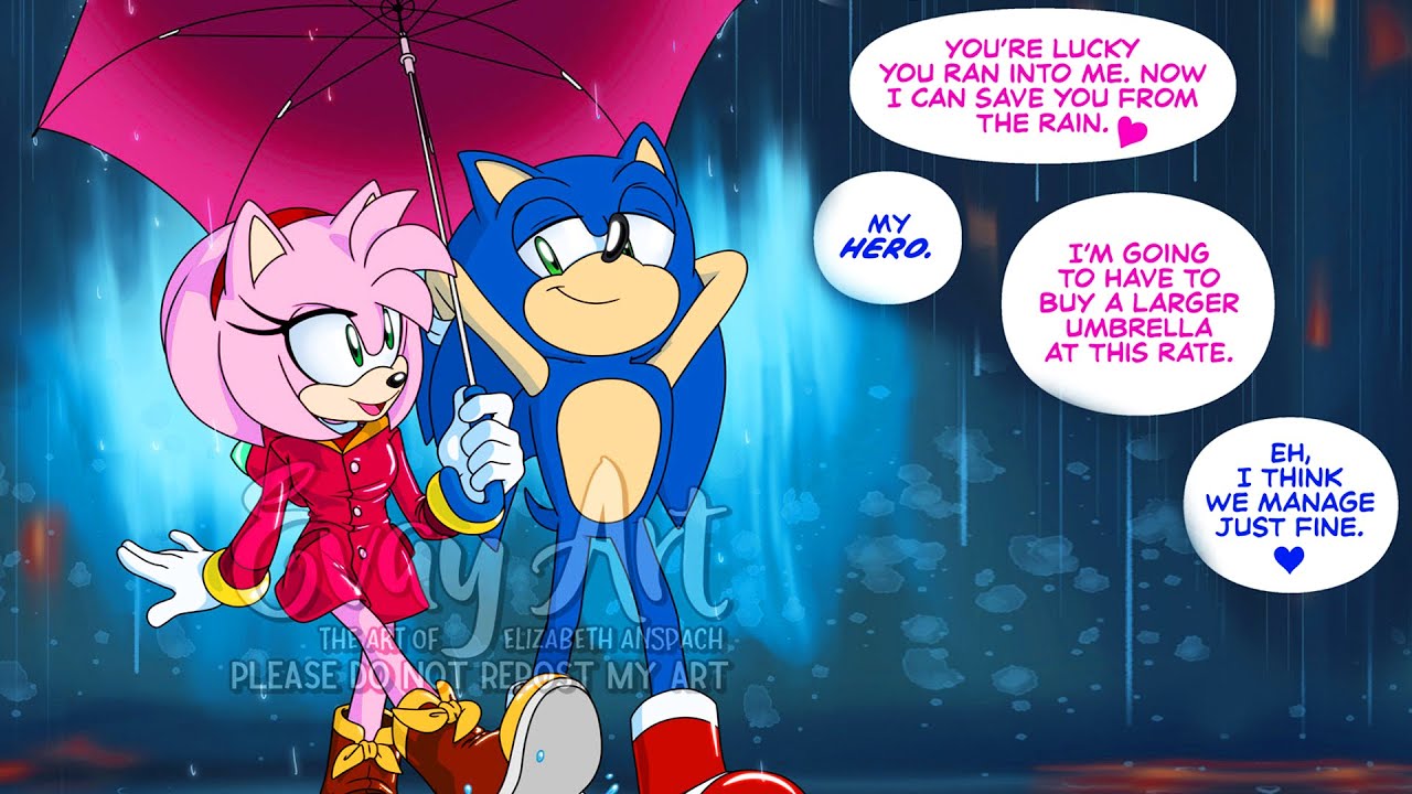 Shareing an Umbrella - Sonic x Amy (Sonamy) Comic Dub Comp [E-vay]