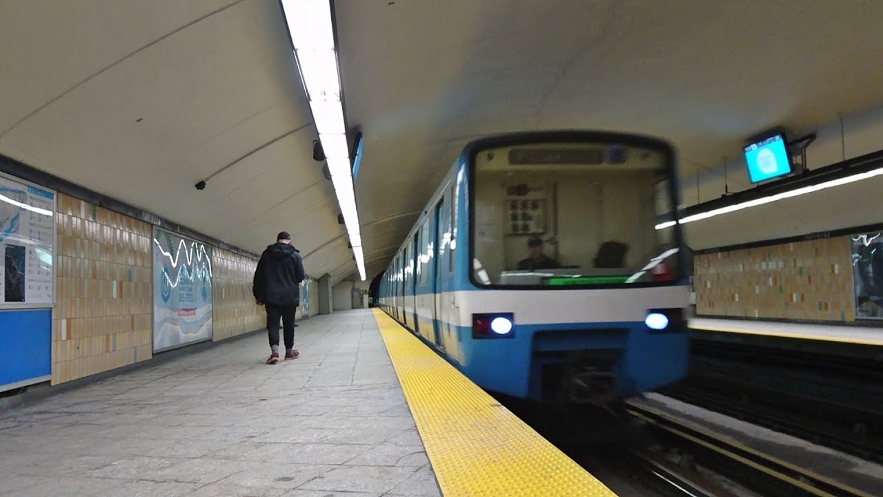Métro MR-63 de 1966 trajet de Papineau à Berri-UQAM sur la ligne verte STM à Montréal