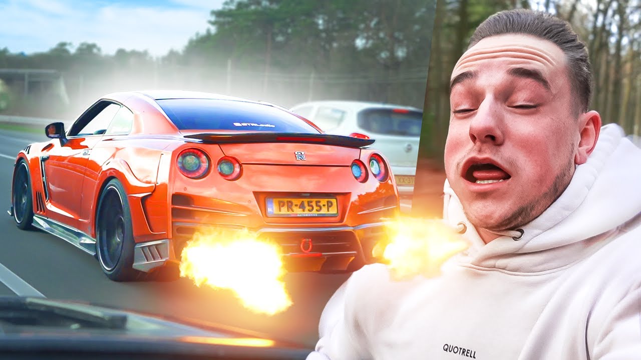 SUPERCAR DAG! DEZE NISSAN GT-R SCHIET VLAMMEN VAN 2 METER!