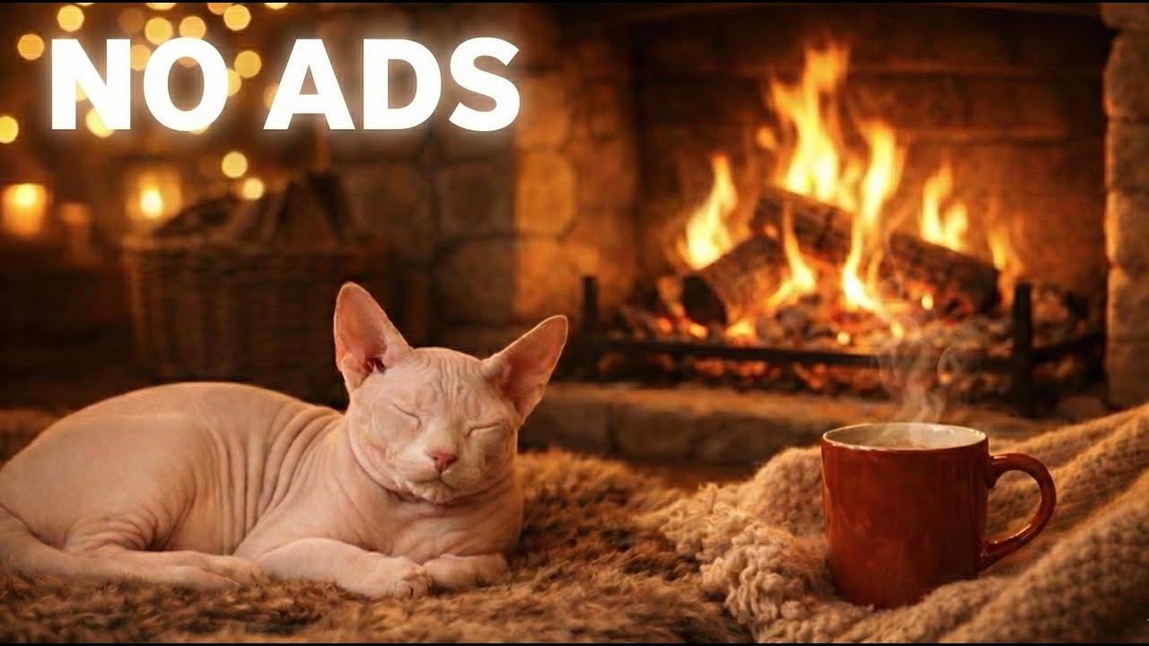 Calming Music for Sphynx Cats 🐈 Anti Separation Anxiety, Fireplace & Purring Sounds for Deep Sleep