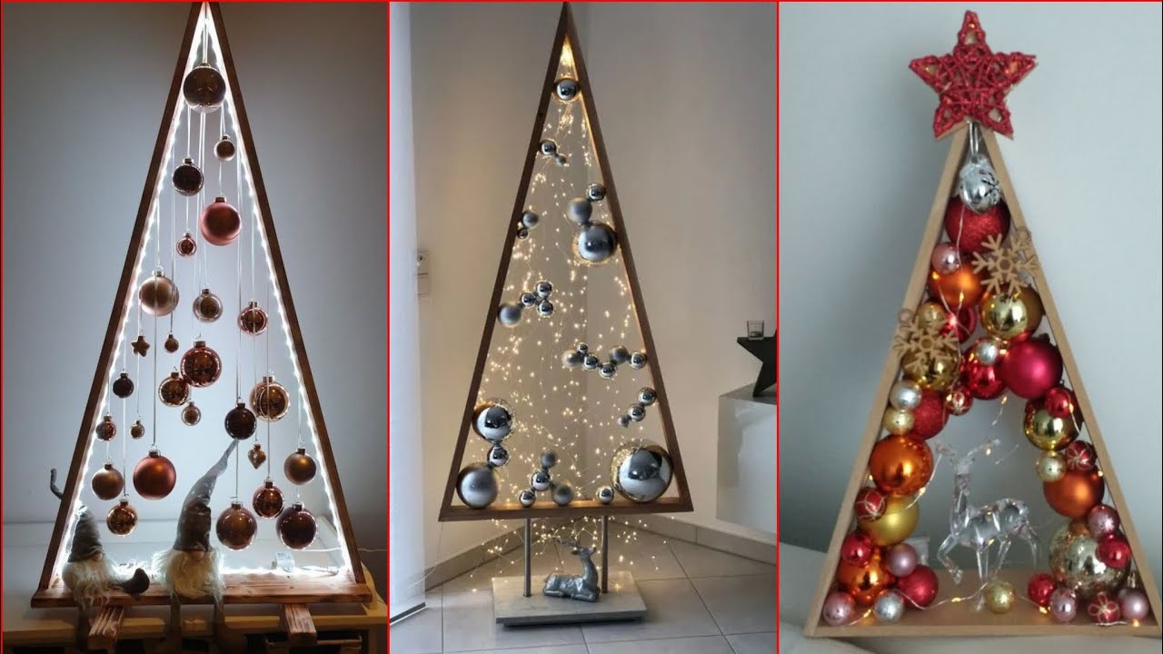 triangle wooden Christmas decoration ideas #garden #decoration #interiors #easypaperart