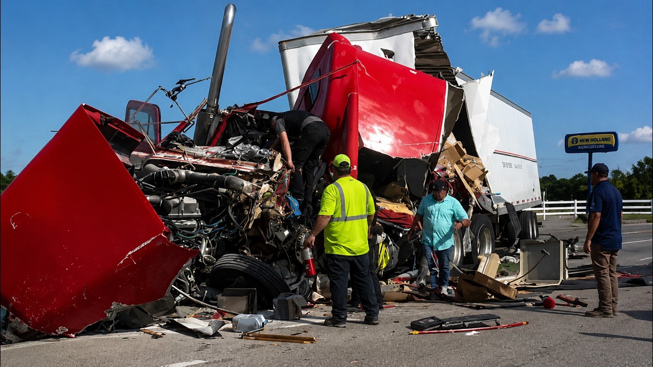 Truck Driver Fails To Stop And Triggers Massive Highway Pileup - American Truck Drivers