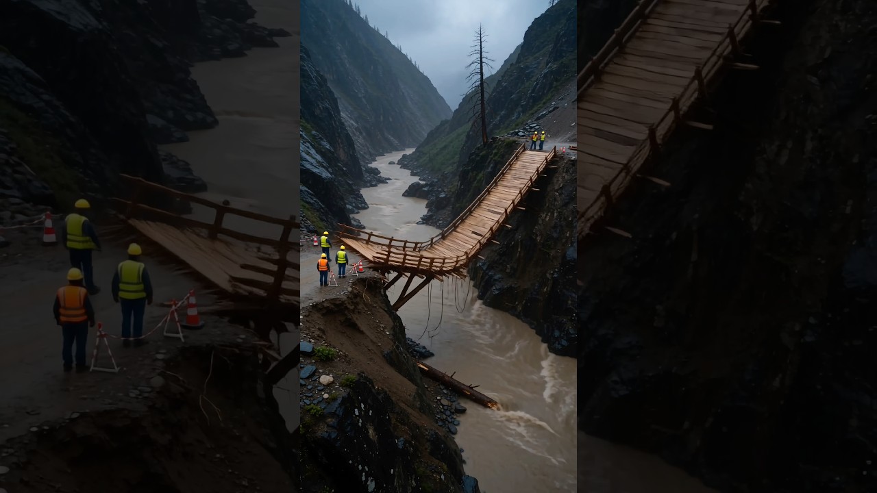 Bridge Above the Raging Canyon 🌊🌉⛰️