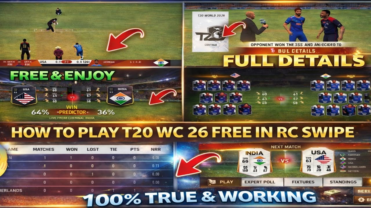How To Play Free 20 World Cup 2026 In Real Cricket Swipe Full Details ! T20 World Cup 2026 Free 