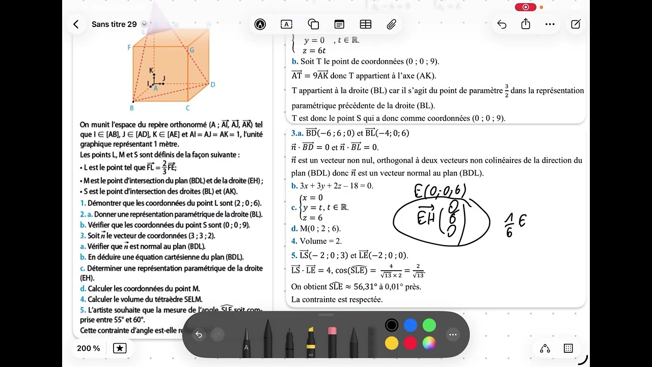 Exo 142 Orthogonalité dans l'espace (Terminale spé Maths)