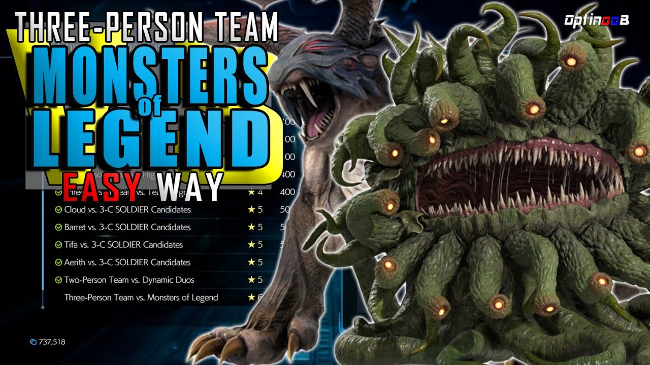 FF7R - EASY WAY to defeat THREE-PERSON TEAM VS MONSTERS OF LEGEND