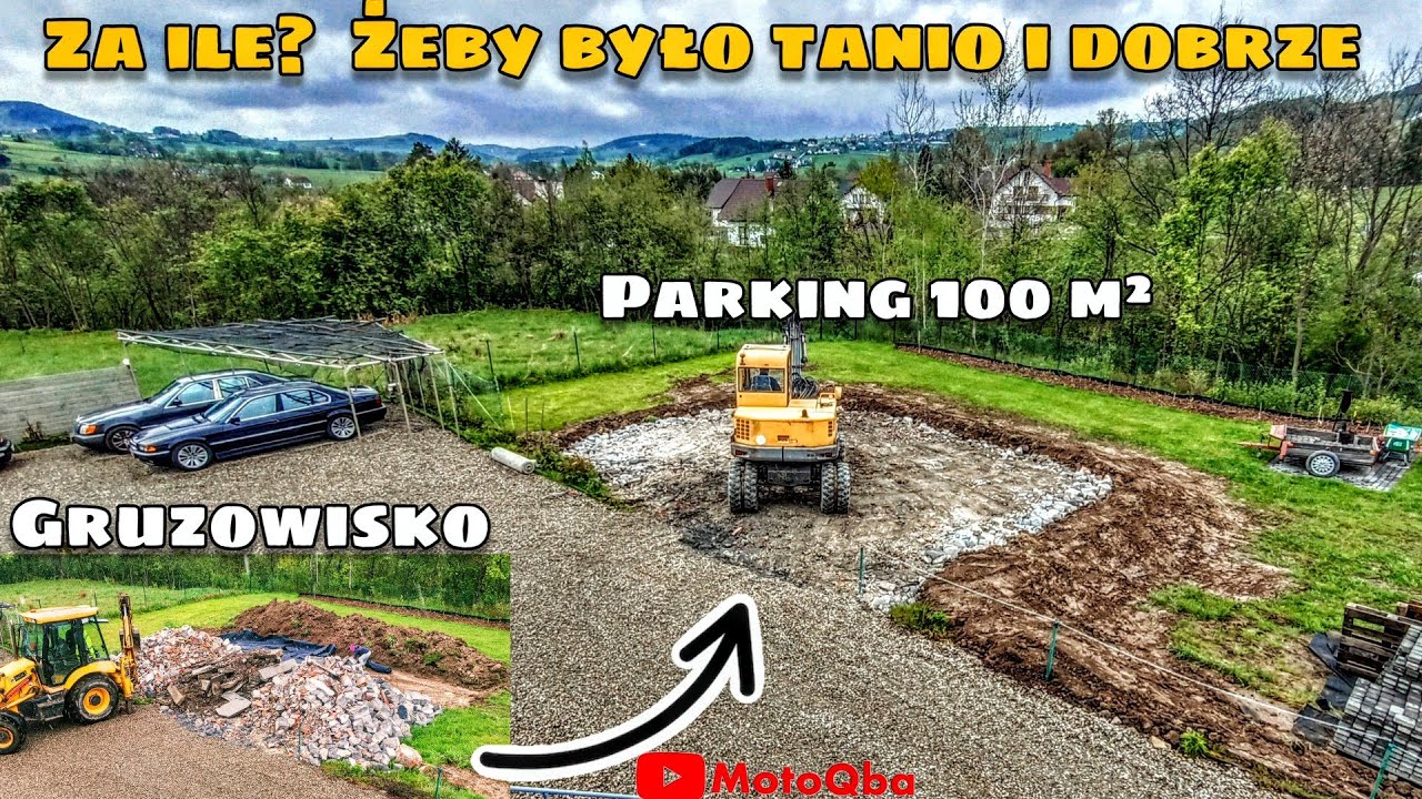 PARKING 100m² zrobić Tanio i Dobrze 💪 GEOWŁÓKNINA DROGOWA + GRUZ + ŻWIR #MotoQba