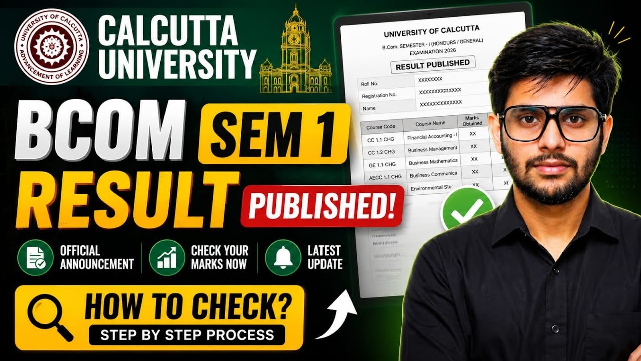CU Semester 1 B.Com Result 2025 Official Notice | All Colleges Under Calcutta University