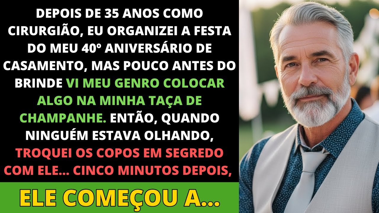 Minha esposa pediu um brinde especial pelos 40 anos - só que o genro dela tinha preparado minha taça