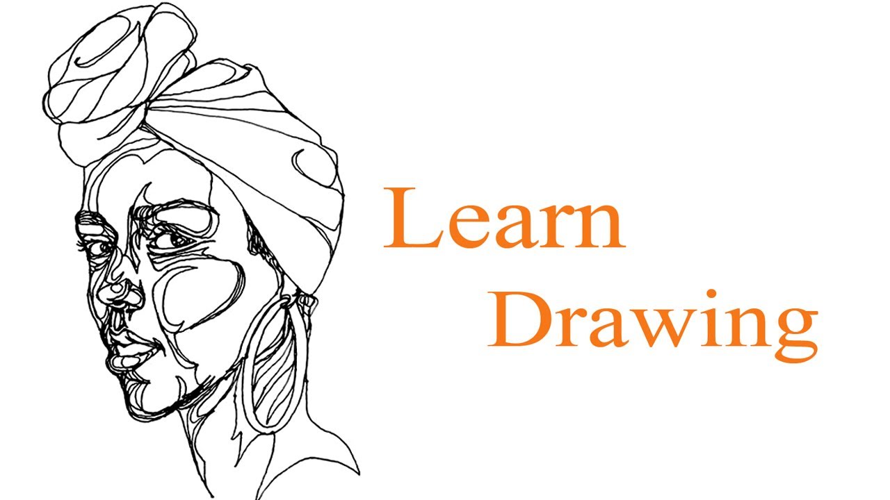 learn how to drawing by one line - face drawing