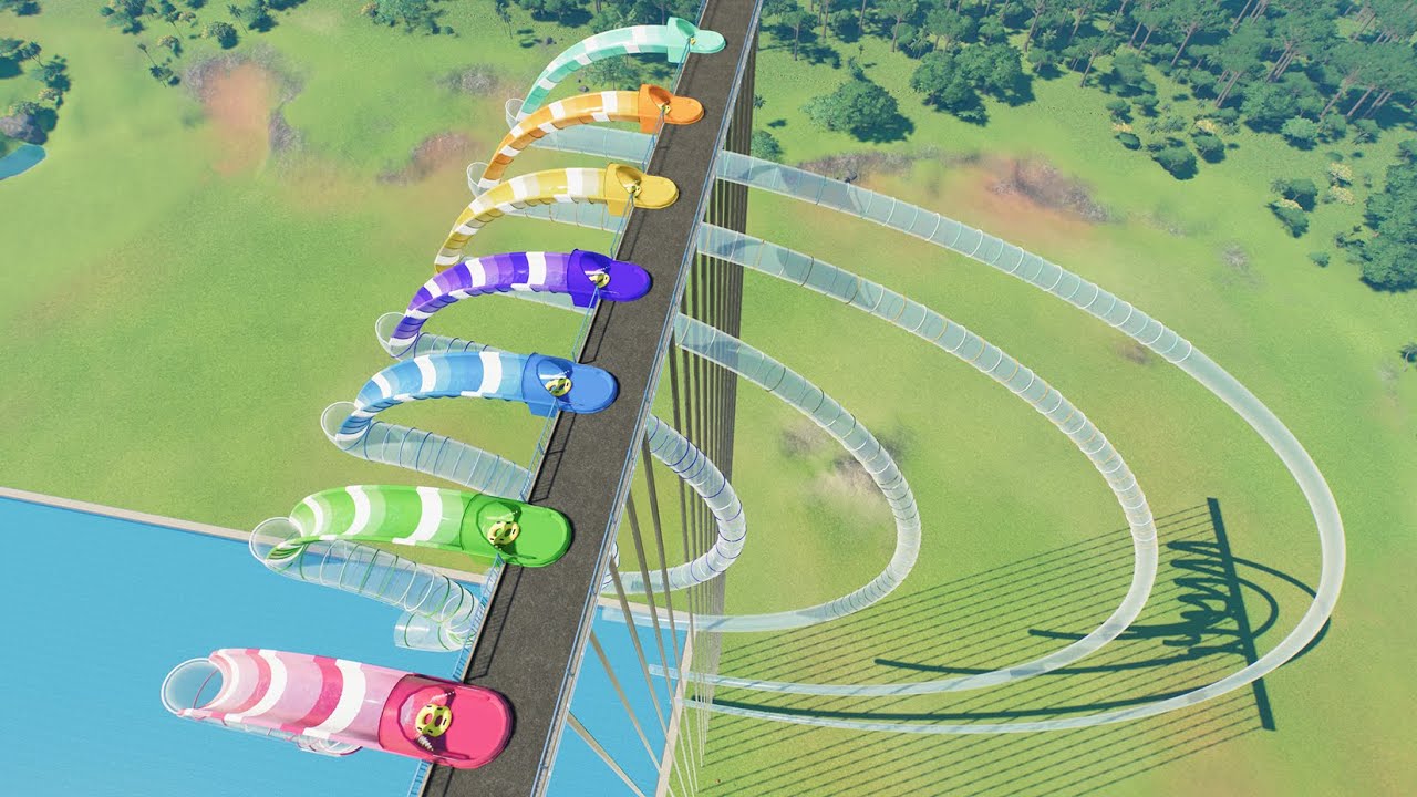 From Small Vs Gigantic C Alphabet Water Slide on High Base - Planet Coaster 2
