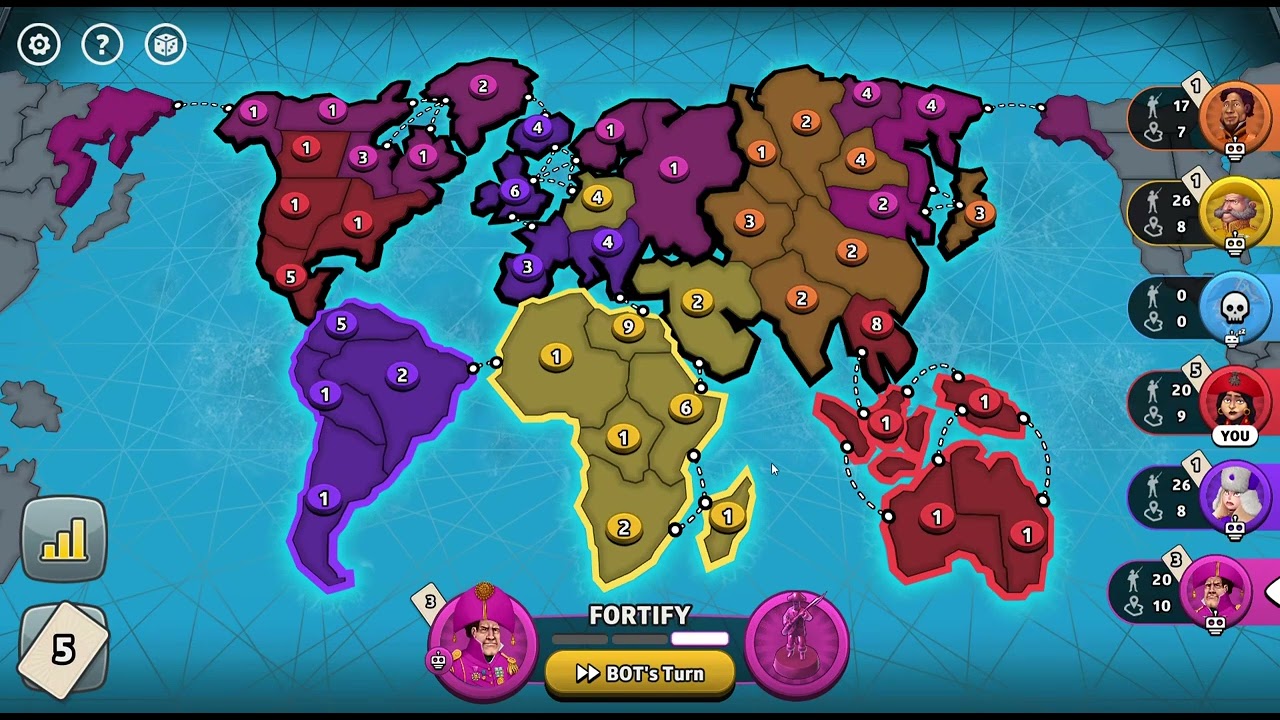 Blue Cleanup Into Continent Chain | Ep 03 | Risk (Steam) | Classic Map | 6 Players