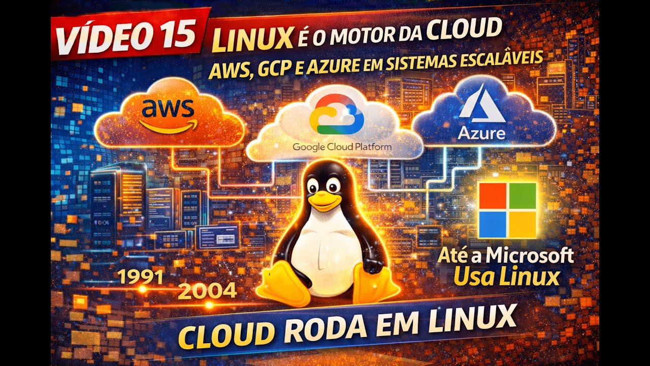 Vídeo 15 | Linux é o Motor da Cloud: AWS, GCP e Azure em Sistemas Escaláveis