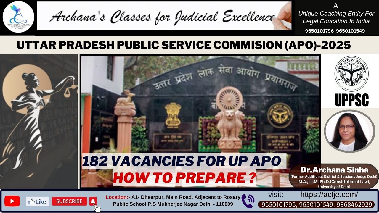 182 VACANCIES FOR UP APO - 2025 || ACFJE